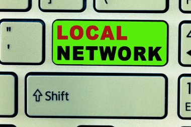 Yerel Ağ 'ı gösteren metin işareti. Kavramsal fotoğraf LAN Radyo Dalgaları DSL Boradband Bağlantısı