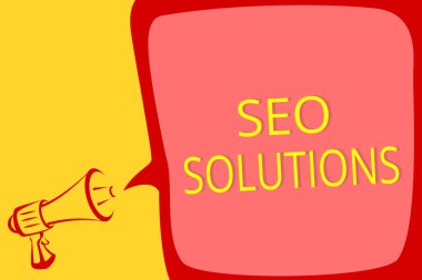 SEO çözümleri gösterilen Not yazma. Arama motoru sonuç sayfası ziyaretçileri artırmak yüksek sesle konuşan sıralaması megafon hoparlör konuşma balonu önemli mesaj tarafından vitrine iş fotoğraf.