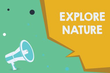 Doğa Keşfi 'ni gösteren kavramsal el yazısı. İş fotoğrafı sergisi kırsal kesimi keşfetmek vahşi hayatın tadını çıkarmak