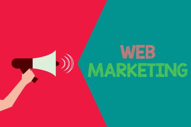 Web pazarlamasını gösteren kavramsal el yazısı. İnternet Çevrimiçi satıcı aracılığıyla Elektronik Ticari Reklamcılık