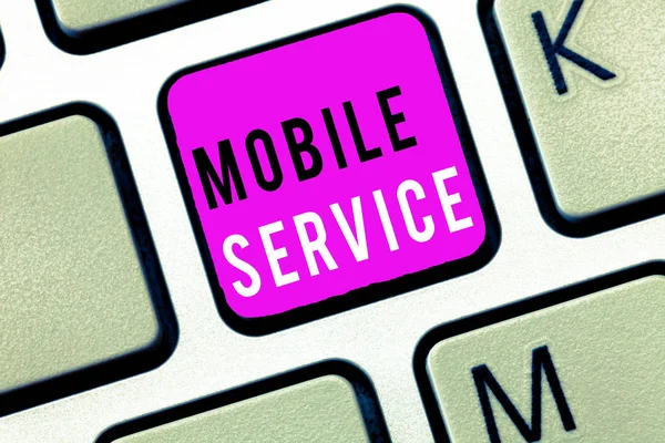 Handschrift tekst Mobile Service. Concept betekent radiocommunicatie tussen mobiele en grondstations — Stockfoto
