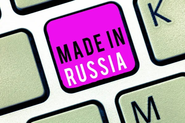 Handwriting text Made In Russia. Concept meaning A product or something that is manufactured in Russia — Stock Photo, Image