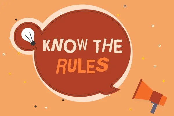 Konzeptionelle Handschrift, die die Regeln kennt. Business-Foto präsentiert lernen, das akzeptierte Prinzip oder Anweisungen zu befolgen — Stockfoto