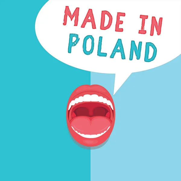 Texto de escrita de palavras Made In Poland. Conceito de negócio para um produto ou algo que é fabricado na Polônia — Fotografia de Stock