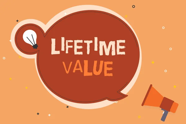 Conceptuele handschrift toont Lifetime Value. Zakelijke foto presentatie Waarde van de klant tijdens de levensduur van het bedrijf — Stockfoto