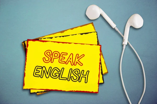 Texte écrit Parlez anglais. Concept d'entreprise pour étudier une autre langue étrangère Cours verbaux en ligne — Photo