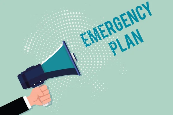 Handwriting text writing Emergency Plan. Concept meaning Procedures for response to major emergencies Be prepared