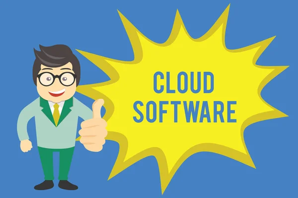 Kézírás szövegírás Cloud Software. Koncepció jelentése Az adatokhoz való internetes hozzáférés tárolásához használt programok — Stock Fotó