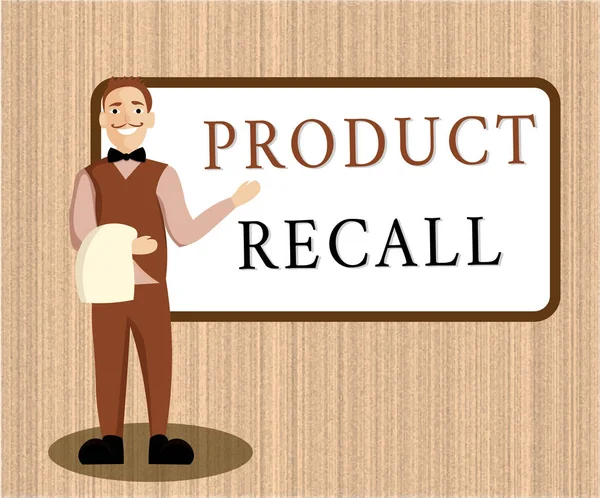 Texto para escrita de palavras Product Recall. Conceito de negócio para Solicitação de uma empresa para devolver o produto devido a algum problema — Fotografia de Stock