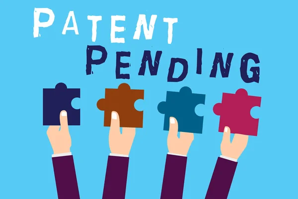 Znak tekstowy z Patentem oczekującym. Koncepcyjne zdjęcie Wniosek już złożony, ale jeszcze nie przyznany — Zdjęcie stockowe