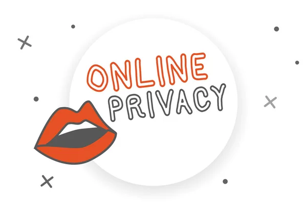 Schrijven van notitie weergegeven: Online Privacy. Zakelijke foto presentatie van beveiligingsniveau van persoonlijke gegevens gepubliceerd via het Internet — Stockfoto