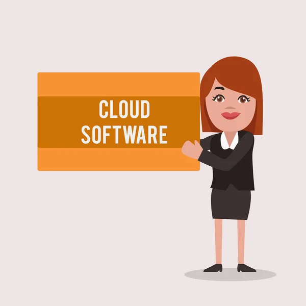 Kézírás szöveg Cloud Software. Koncepció jelentése Az adatokhoz való internetes hozzáférés tárolásához használt programok — Stock Fotó