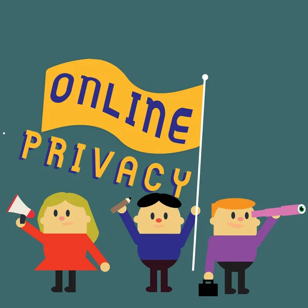 Schrijven van notitie weergegeven: Online Privacy. Zakelijke foto presentatie van beveiligingsniveau van persoonlijke gegevens gepubliceerd via het Internet — Stockfoto