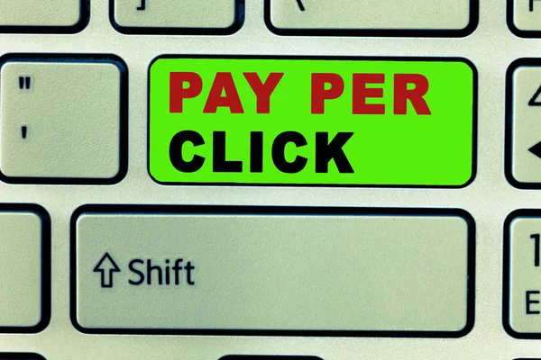 Text znamení ukazující, Pay Per Click. Konceptuální fotografie Internet reklamní Model Search Engine marketing strategie — Stock fotografie