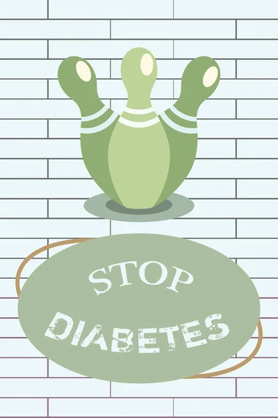 手写体文字写作停止糖尿病。血糖水平高于正常注射胰岛素的概念 — 图库照片