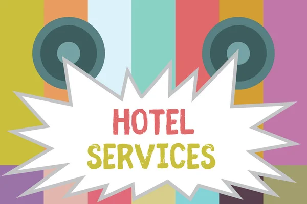Ordskrivning text Hotel Services. Affärsidé för faciliteter Faciliteter i inkvarterings- och logihus — Stockfoto