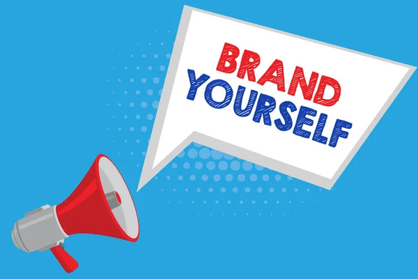 Kézírás szöveg Brand magad. Koncepció jelentése Egyedülálló szakmai identitás kialakítása Személyes termék — Stock Fotó