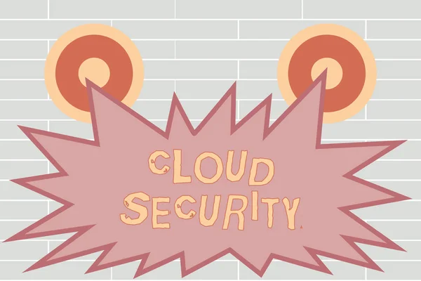 Cloud Security 'nin el yazısı. Kavram demek, depolanan bilginin korunması demek. Kontrol edilen teknoloji. — Stok fotoğraf