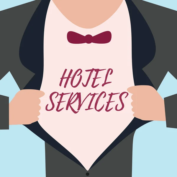 Tekst schrijven Hotel Services. Zakelijk concept voor Faciliteiten Voorzieningen van een accommodatie en logies — Stockfoto