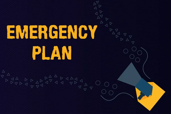 A vészhelyzeti tervet mutató SMS-jel. Koncepcionális fotó Eljárások a súlyos vészhelyzetekre való reagáláshoz Légy felkészülve — Stock Fotó