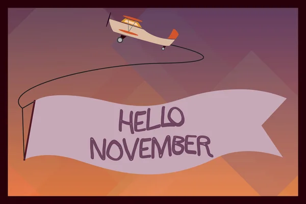 Handwriting text Hello November. Concept meaning Welcome the eleventh month of the year Month before December — Stock Photo, Image