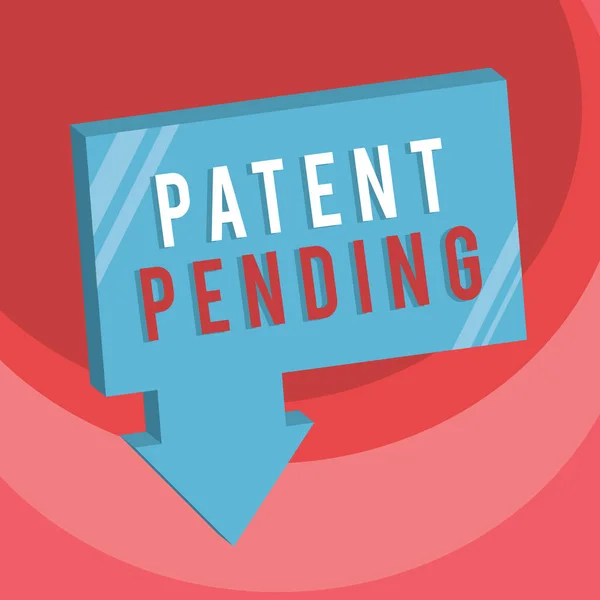 Tekst pisma Patent oczekujący. Pojęcie oznaczające wniosek już złożony, ale jeszcze nieprzyznany, ubiegający się o ochronę — Zdjęcie stockowe