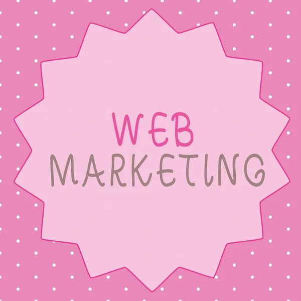 Schreiben Notiz zeigt Web-Marketing. Geschäftsfotos, die elektronische Handelswerbung durch Internet-Online-Verkäufer zeigen — Stockfoto