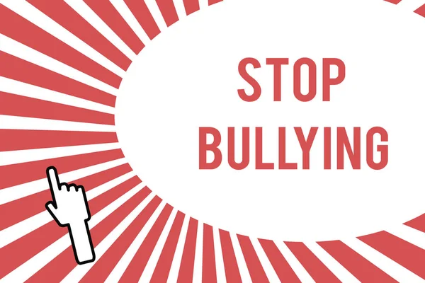 Εννοιολογικά χειρόγραφα που δείχνουν το Stop Bullying. Επαγγελματική φωτογραφία προβάλλοντας Καταπολέμηση και Εξάλειψη αυτής της επιθετικής απαράδεκτης συμπεριφοράς — Φωτογραφία Αρχείου