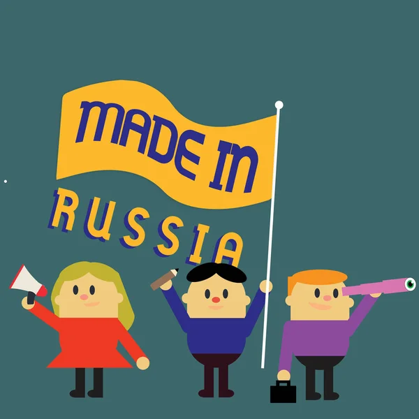 Escribiendo nota que muestra Made In Russia. Exposición de fotos de negocios Un producto o algo que se fabrica en Rusia —  Fotos de Stock