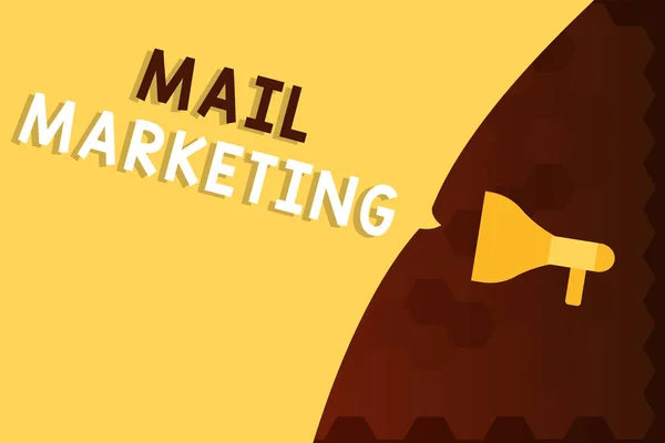 Signo de texto que muestra Mail Marketing. Foto conceptual Acto de envío de mensajes comerciales Sentido de difusión — Foto de Stock