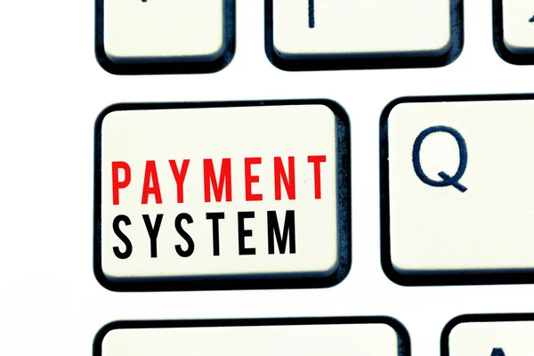 Writing note showing Payment System. Business photo showcasing Compensation Scheme Method used in paying goods and services