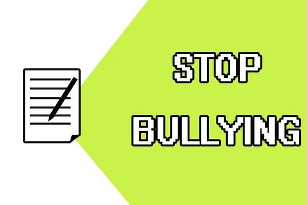 문자 메시지쓰기 Stop Bullying. 투쟁이라는 개념은 이 공격적으로 용납 할 수없는 행동을 제거 한다 — 스톡 사진