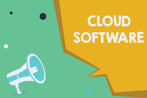 Fogalmi kézírás a Cloud Software-ről. Üzleti fotó bemutatása Az adatok internetes tárolásához használt programok — Stock Fotó