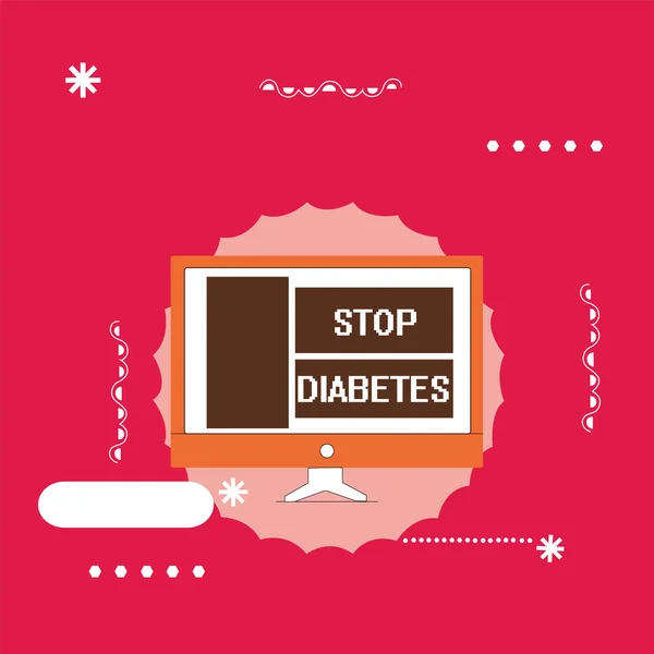Sinal de texto mostrando Stop Diabetes. Foto conceitual Nível de açúcar no sangue é maior do que o normal Injete insulina — Fotografia de Stock