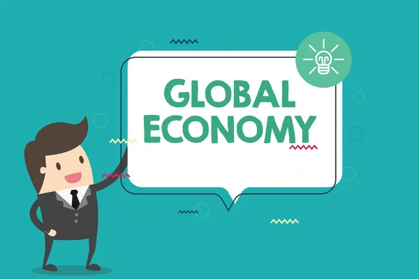 Handschriftlicher Text Global Economy. Konzept bedeutet System der Industrie und des Handels auf der ganzen Welt Kapitalismus — Stockfoto