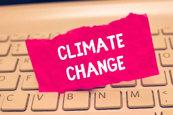 Conceptual hand writing showing Climate Change. Business photo text Increase in global average temperature Weather transformation — Stock Photo, Image