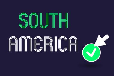 Güney Amerika 'yı gösteren kavramsal el yazısı. Batı Yarımküre 'deki iş fotoğrafı metni Karnaval ile tanınan Latinler