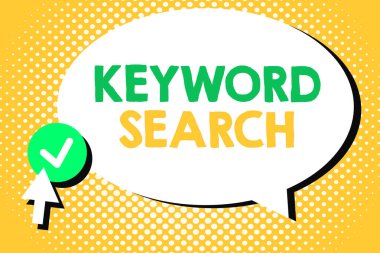 Anahtar kelime aramasını gösteren kavramsal el yazısı. İş fotoğrafı metni, sözcüğü ya da terimi kullanarak doğru konu olarak gösterilir