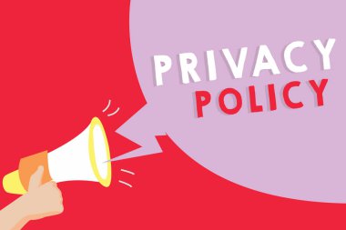 Gizlilik Politikasını gösteren metin işareti. Bir organizasyonun müşterileri nasıl idare ettiğini açıklayan kavramsal fotoğraf belgesi