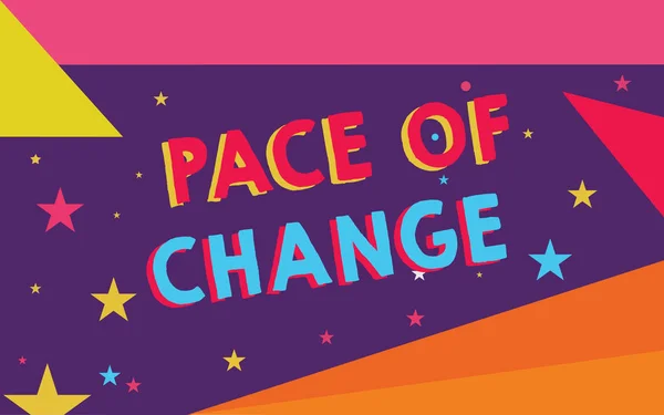 Написання тексту Pace of Change. Концептуальне значення Shift в звичайній рутинній Варіації в звичайній діяльності — стокове фото