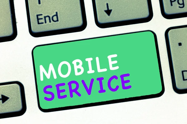 Schrijfbriefje met Mobile Service. Zakelijke foto presentatie Radio communicatie hulpprogramma tussen mobiele en grondstations — Stockfoto