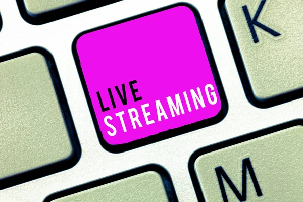 Handwriting text Live Streaming. Concept meaning Transmit live video coverage of an event over the Internet