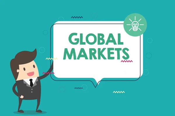 Global Market el yazısı. Kavram, dünyadaki tüm ülkelerde mal ve hizmetlerin ticareti anlamına gelir. — Stok fotoğraf