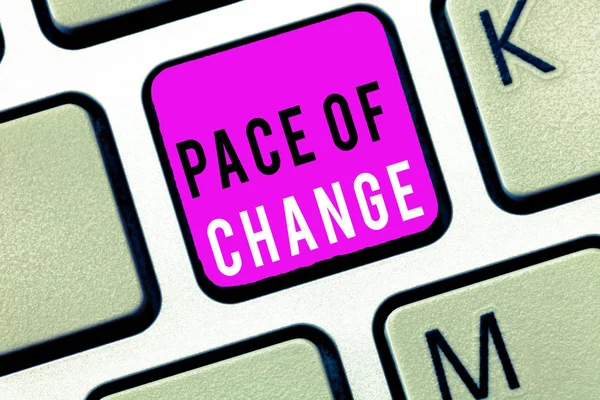 Написання тексту Pace of Change. Концептуальне значення Shift в звичайній рутинній Варіації в звичайній діяльності — стокове фото