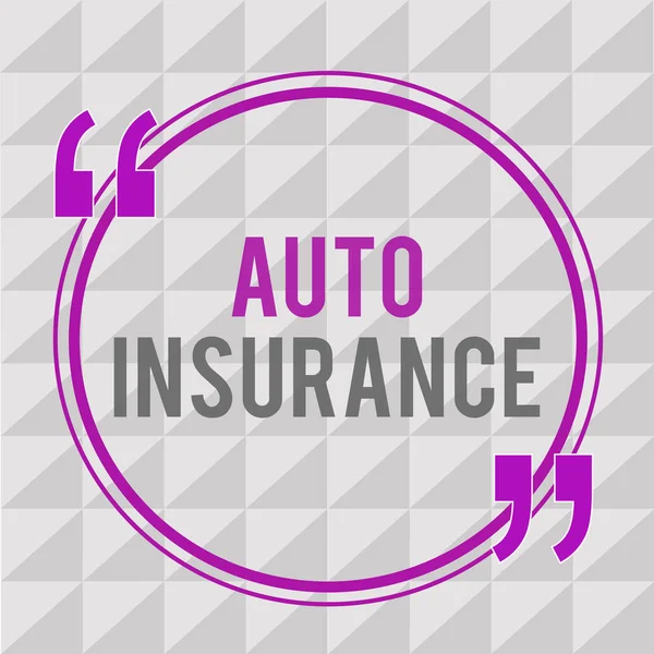 Escritura a mano conceptual que muestra Auto Insurance. Texto de la foto comercial Protección contra pérdidas financieras en caso de accidente — Foto de Stock