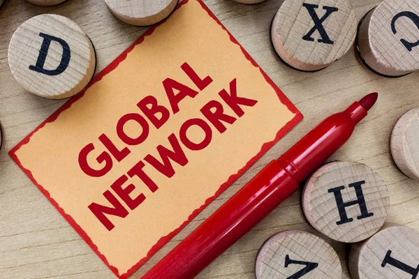 A Global Network-öt ábrázoló üzenet. Fogalmi fotó Minden kommunikációs rendszer, amely átfogja az egész Földet — Stock Fotó