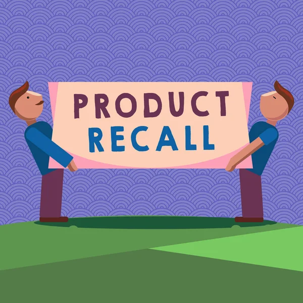 Escrita à mão texto escrita Product Recall. Conceito significado Pedido de uma empresa para devolver o produto devido a algum problema — Fotografia de Stock