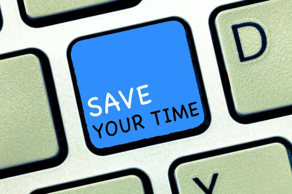 Writing note showing Save Your Time. Business photo showcasing Finding ways to finished the job quick Automation End faster