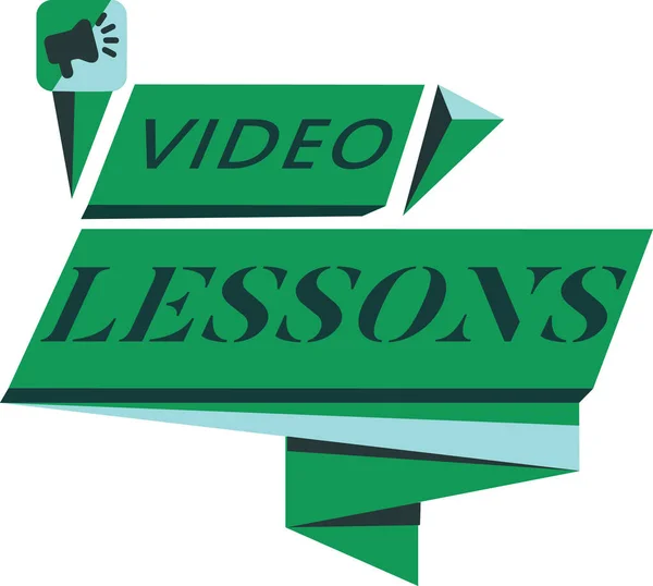 Escrita de mão conceitual mostrando lições de vídeo. Texto para fotos de negócios Online Material educativo para um tópico Visualização e aprendizagem — Fotografia de Stock
