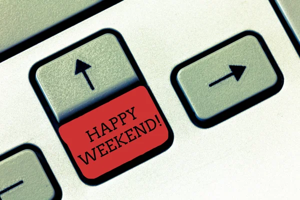 Konceptuell handstil som visar Happy Weekend. Affärsfoto text Glad vila dag Tid för inget kontorsarbete Utgifter semester — Stockfoto